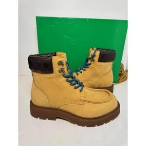 Bottega Veneta Men's Haddock Nubuck Hiking Boots Intrecciato Collar Size 41